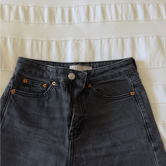 Topshop Black Straight Leg Jeans – High Rise Cropped Raw Hem W25 - Picture 6 of 6